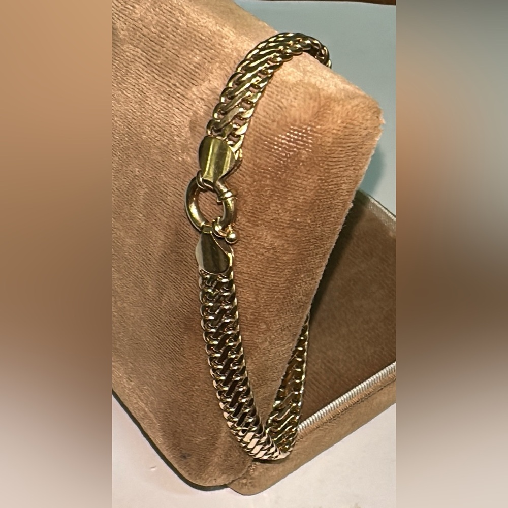 Real Stamped 14K Yellow Gold Fancy Woven Link Bracelet Senora Clasp 8.25” Length - Picture 6 of 13
